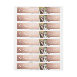 BE THANKFUL ROSE GOLD Thanksgiving Address Labels