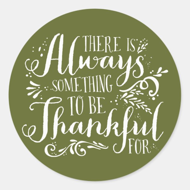 Be Thankful Script Green Thanksgiving Sticker