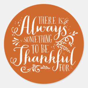 Be Thankful Script Orange Thanksgiving Sticker