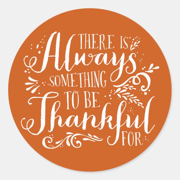 Be Thankful Script Orange Thanksgiving Sticker