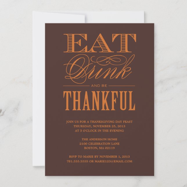 BE THANKFUL | THANKSGIVING DINNER INVITATION (Front)