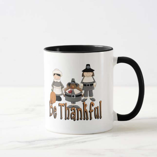 be thankful thanksgiving pilgrims mug (Right)