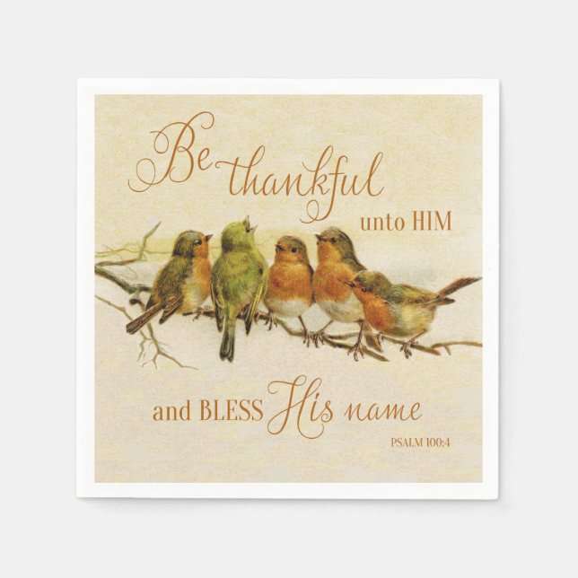 Be Thankful Unto Him & Bless His Name Napkins (Front)