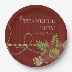Be Thankful Unto Him Scrapbook Effect Paper Plates