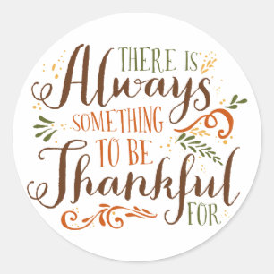 Be Thankful Whimsical Script Thanksgiving Classic Round Sticker