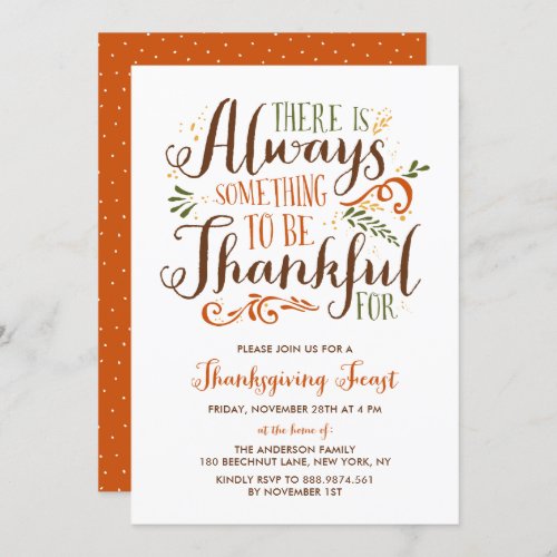 Be Thankful Whimsical Thanksgiving Invitation