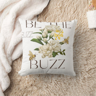 Be the Buzz Vintage Botanical Bee & Floral Teacher Throw Pillow
