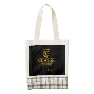 Be The Change - Gandhi Inspirational Action Quote Zazzle HEART Tote Bag