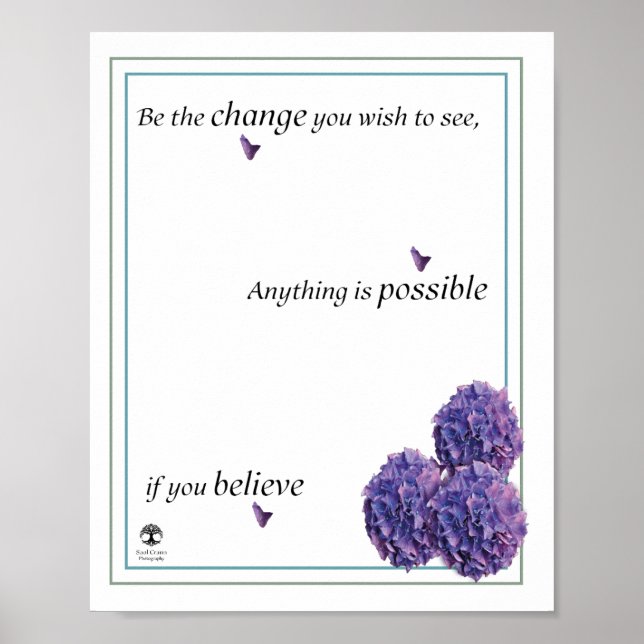 Be the change motivational quote poster (Front)