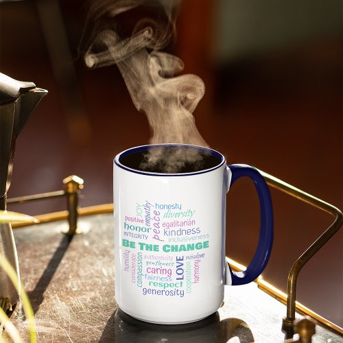 Be the Change Positive Word Cloud Mug