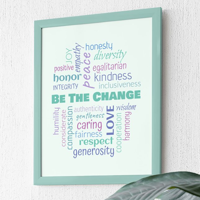 Be the Change Positive Word Cloud Poster (Creator Uploaded)