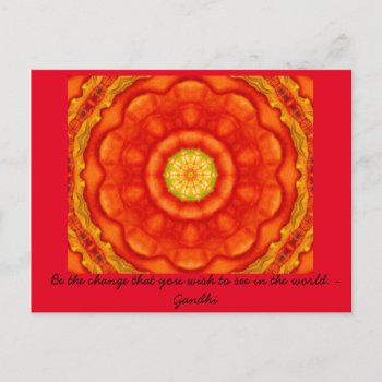 Be The Change Quote Gandhi Inspirational Words Postcard by spiritcircle at Zazzle