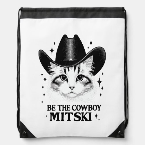 Be the cowboy Mitski Drawstring Bag