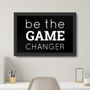 Be the Game Changer Encouragement White text Framed Art