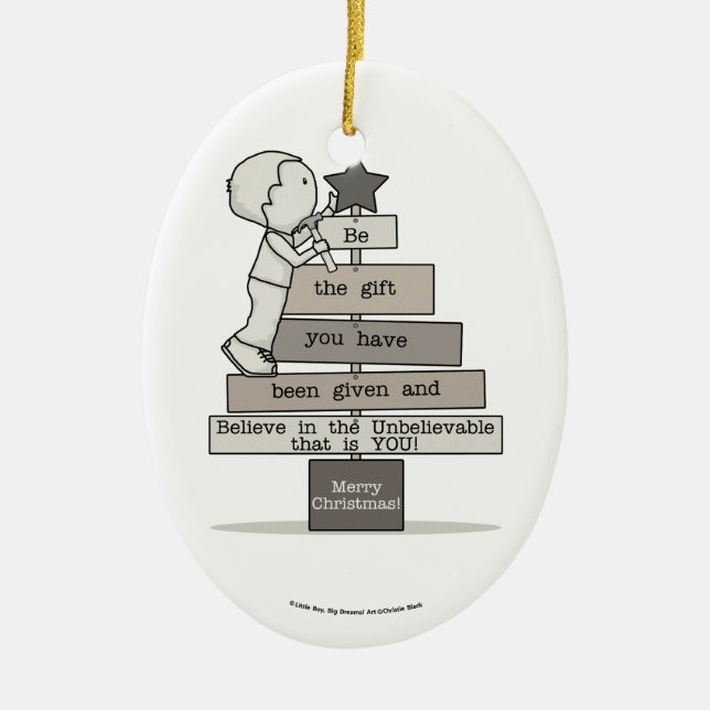 Be the Gift-Christmas Tree Ceramic Ornament (Front)