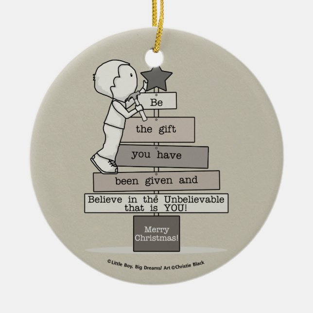 Be the Gift-Christmas Tree (Tan) Ceramic Ornament (Front)