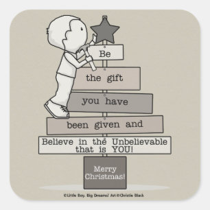 Be the Gift-Christmas Tree (Tan) Square Sticker