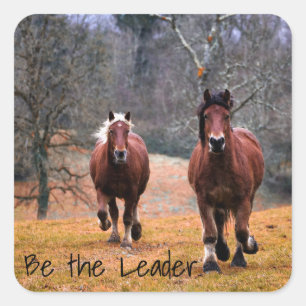Be the Leader Horses Racing Square Sticker