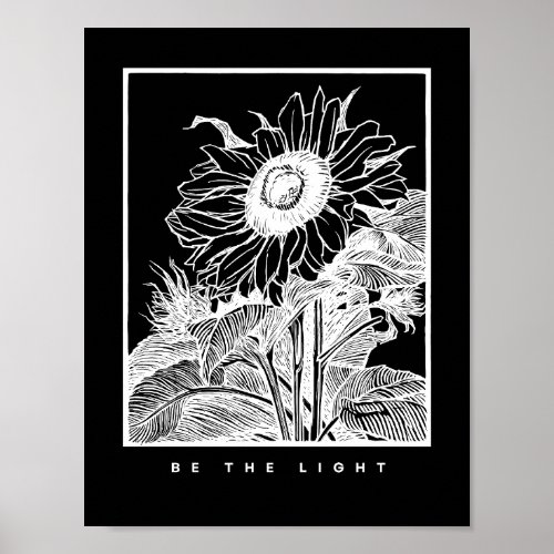 Be The Light Aesthetic Sunflower Poster