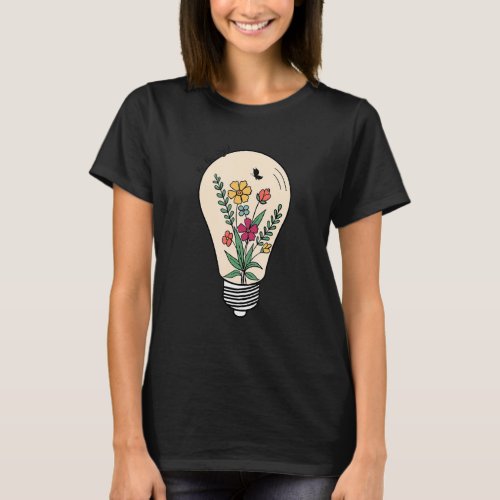 Be the Light Christian Light Bulb and Flowers T_Shirt