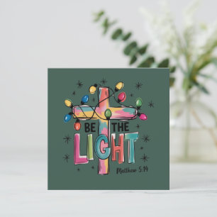 Be The Light Christmas Christian Cross Xmas Bible Holiday Card