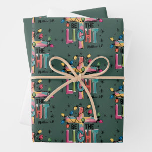 Be The Light Christmas Christian Cross Xmas Bible Wrapping Paper Sheets