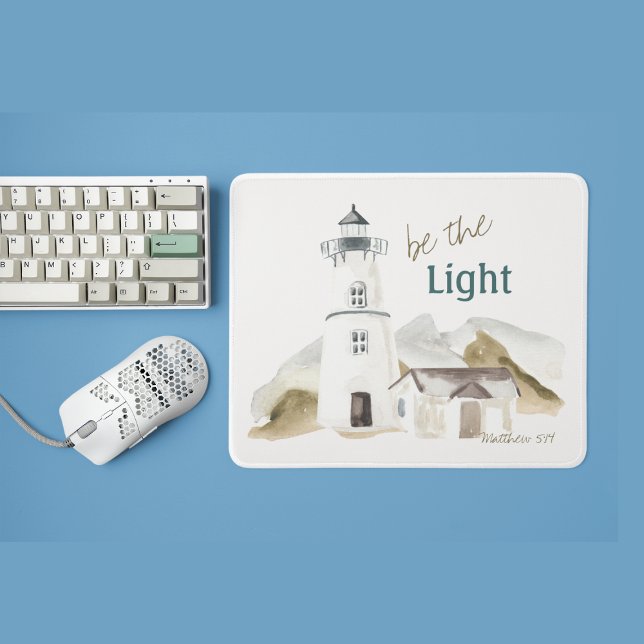 Be the Light Lighthouse Watercolor Faith Quote Mouse Pad (Creator Uploaded)