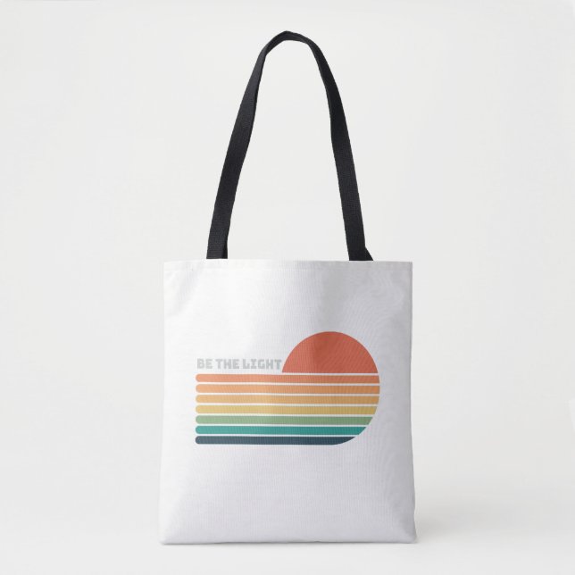 Be the Light Retro Inspirational Shopping Tote Bag (Front)