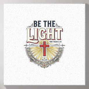 Be The Light Vintage Christian Shirt Design_1 Canvas Photo Tile