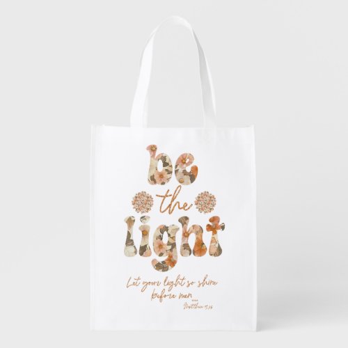 Be the Light with Bible Verse Grocery Bag