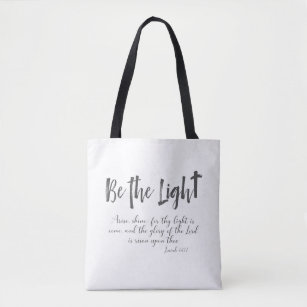 Be the Light with KJV Bible Verse Tote Bag