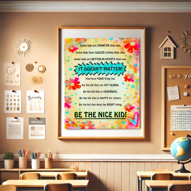 Be the Nice Kid Floral Classroom Inspirivity Poster (Creator Uploaded)