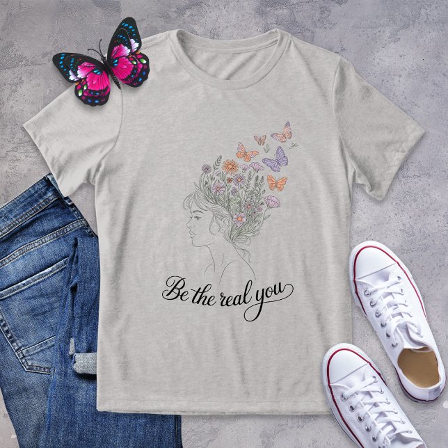 Be the Real You Butterfly Floral Line Art Shirt (Creator Uploaded)