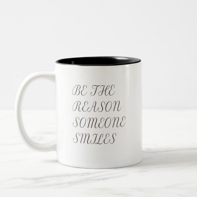Be the Reason Someone Smile-Funny Two-Tone Coffee Mug (Left)