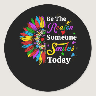 Be The Reason Someone Smiles Today Sunflower Classic Round Sticker