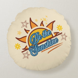 Be The Sunshine Retro Vintage Sun Graphic Round Pillow