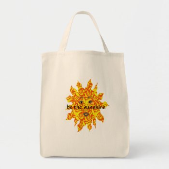 Be The Sunshine Sun Face Tote Bag by busycrowstudio at Zazzle