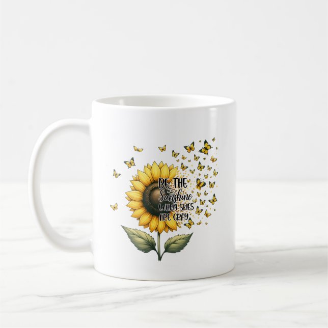 Be the Sunshine Sunflower Personalized Coffee Mug (Left)