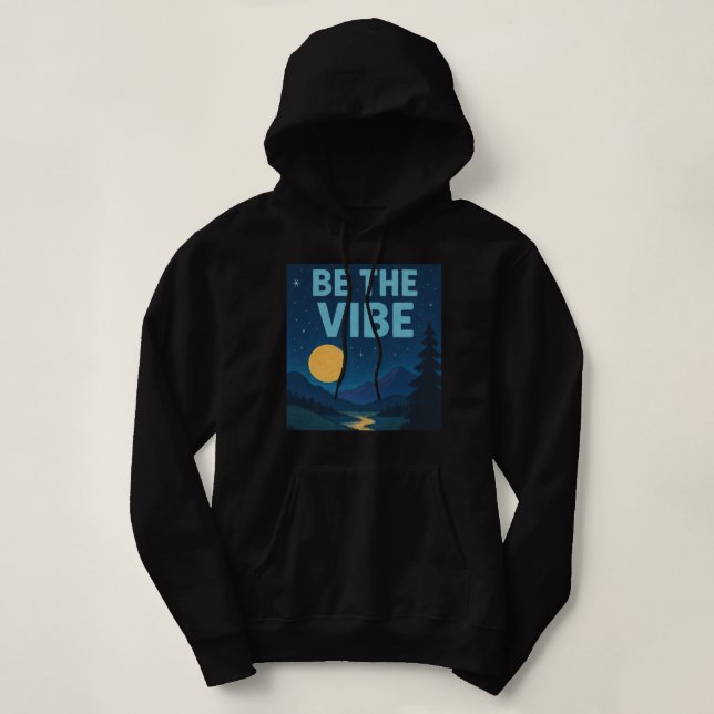 “Be The Vibe” Retro Crayon Nightscape Aesthetic Hoodie (Design Front)