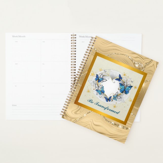 Be Transformed Quote Heart and Blue Butterflies Planner (Display)