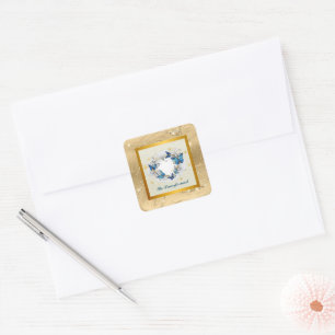 Be Transformed Quote Heart and Blue Butterflies Square Sticker