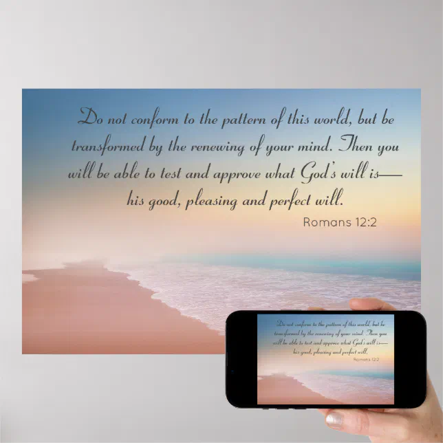 Be Transformed Romans 12 Beach Scene Poster | Zazzle