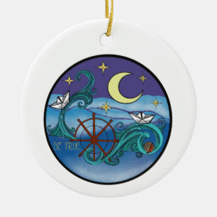 Be True Art Nouveau Water Ceramic Ornament