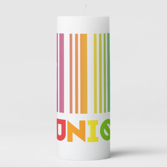 Be Unique Bar Code Lgbt Pride Pillar Candle (Front)