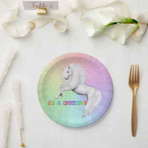 Be Unique, Be a Unicorn Paper Plates
