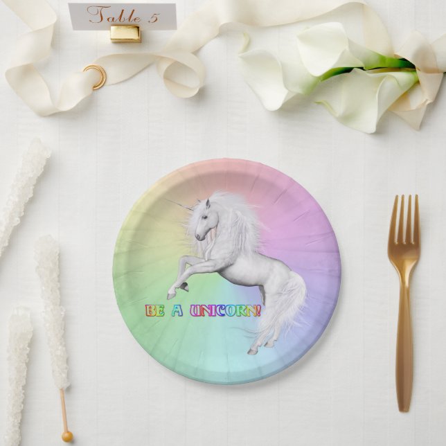 Be Unique, Be a Unicorn Paper Plates (Wedding)