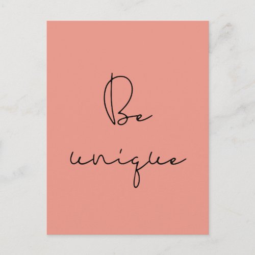 Be unique black font postcard