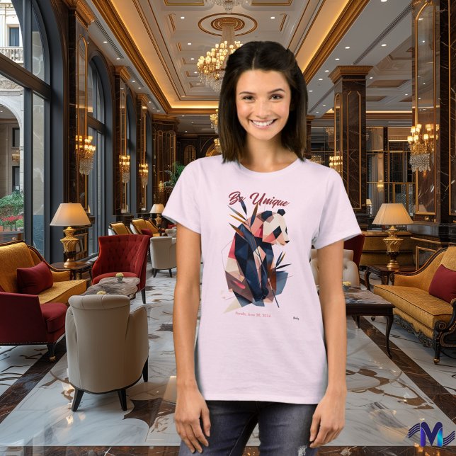 Be Unique T-Shirt - Abstract Cubist Panda Design (Creator Uploaded)