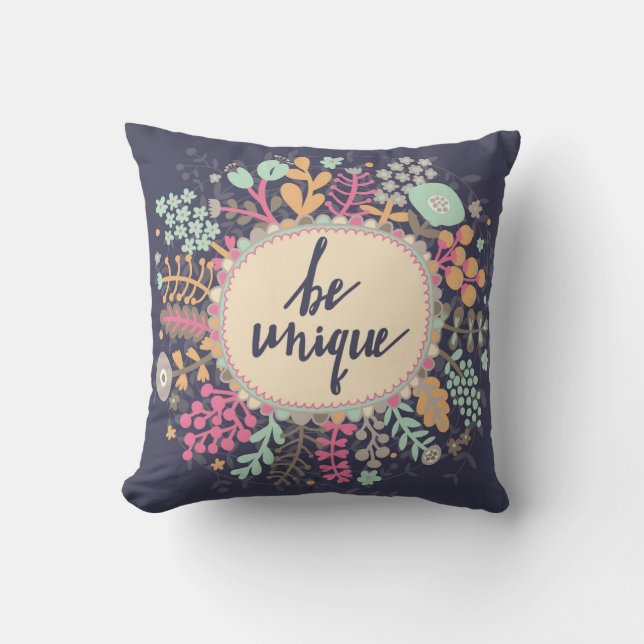 Be Unique Throw Pillow (Front)