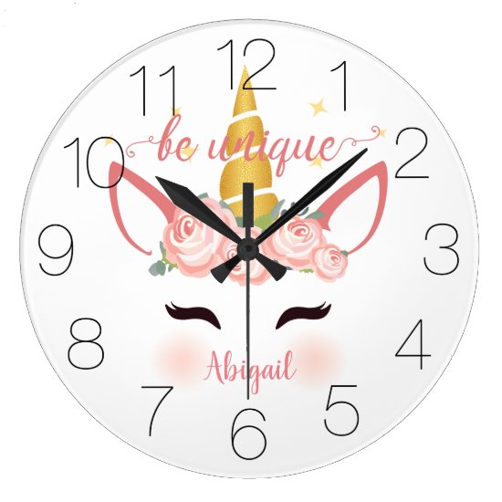 Be Unique Unicorn Floral Large Clock